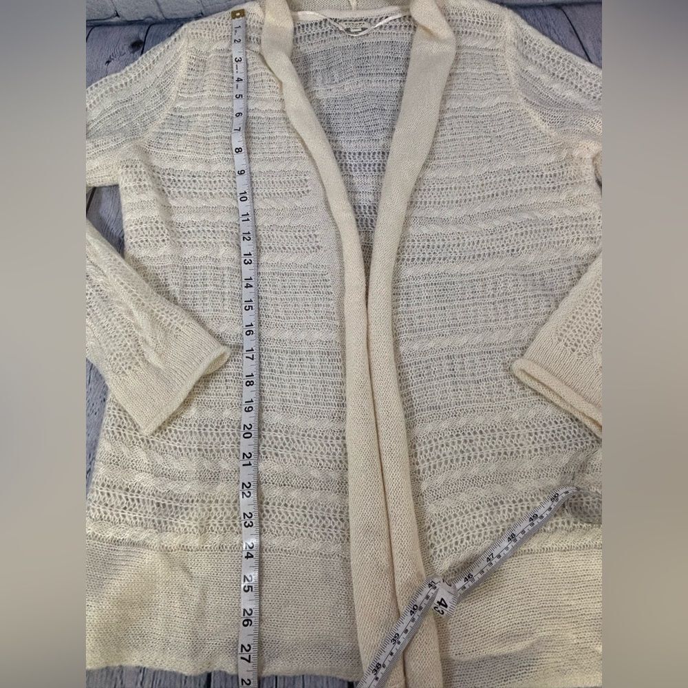 Sonoma Lightweight Cream Open Shawl Collar Classic Casual Cardigan Sweater L - Picture 7 of 7